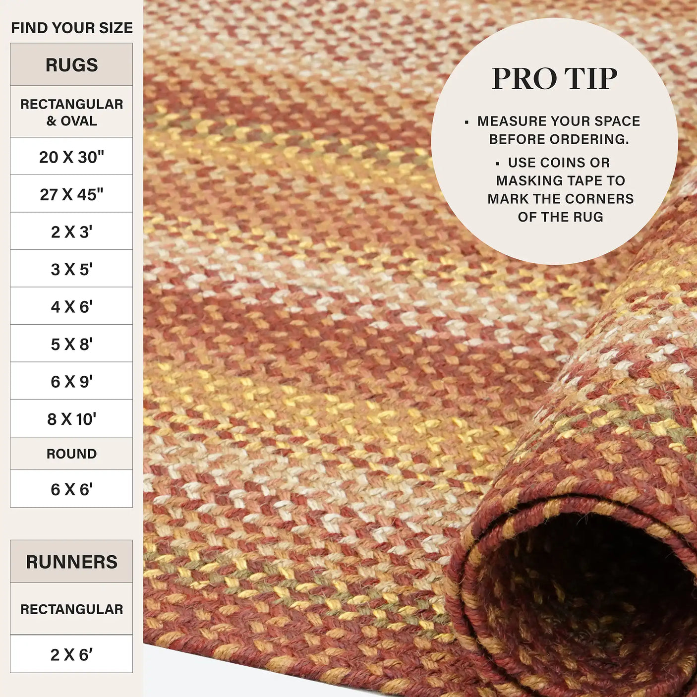 Amber Leaf Brick Red Braided Jute Rugs for Country Decor