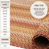 Amber Leaf Brick Red Braided Jute Rugs for Country Decor
