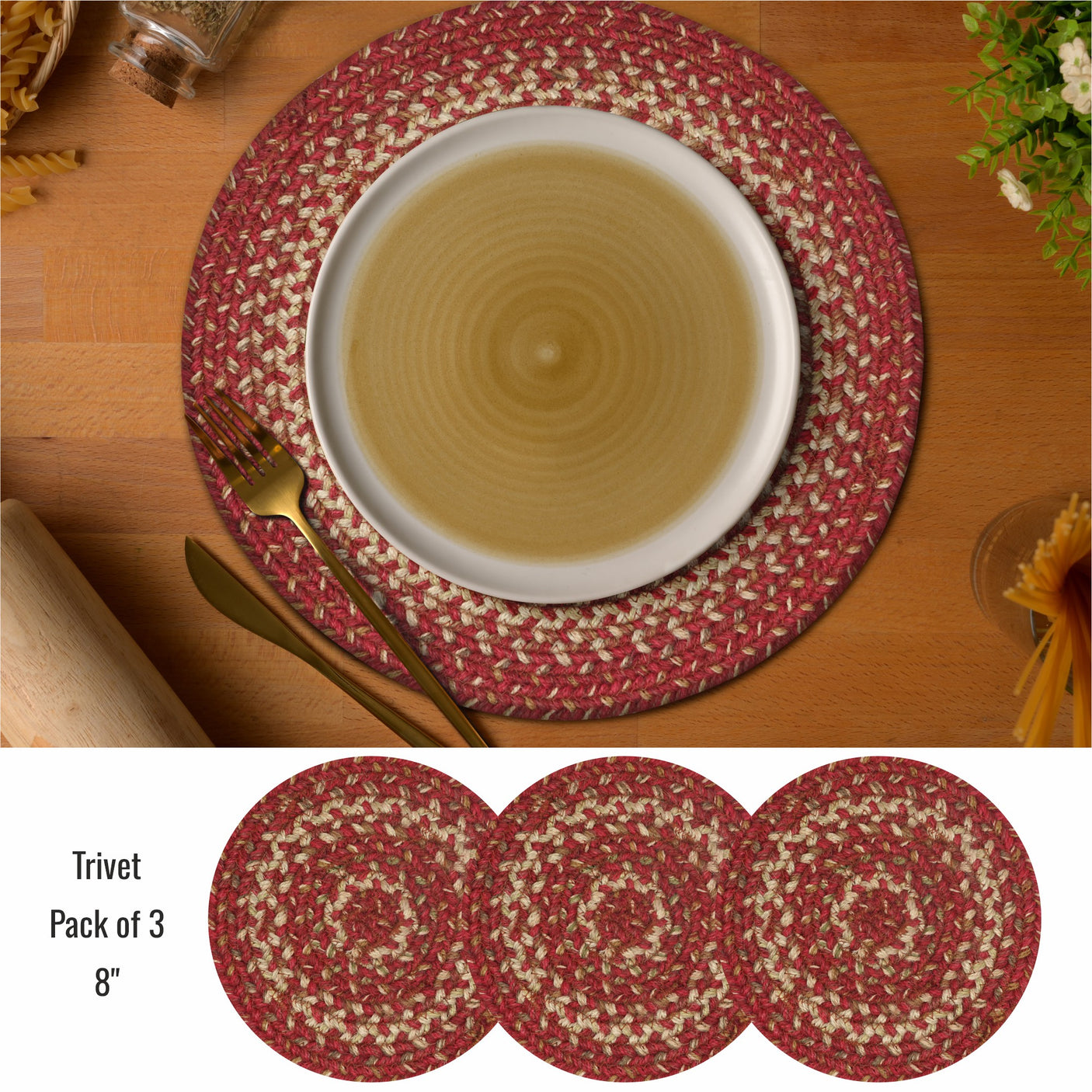 Apple Pie Red Jute Braided Accessories