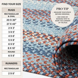 Cape Cod Blue Braided Jute Area Rug for Coastal Country Decor
