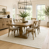 Mica Hand Spun Jute Rug with Raised Diamond Trellis, Looped Yarn, Linen White and Tan