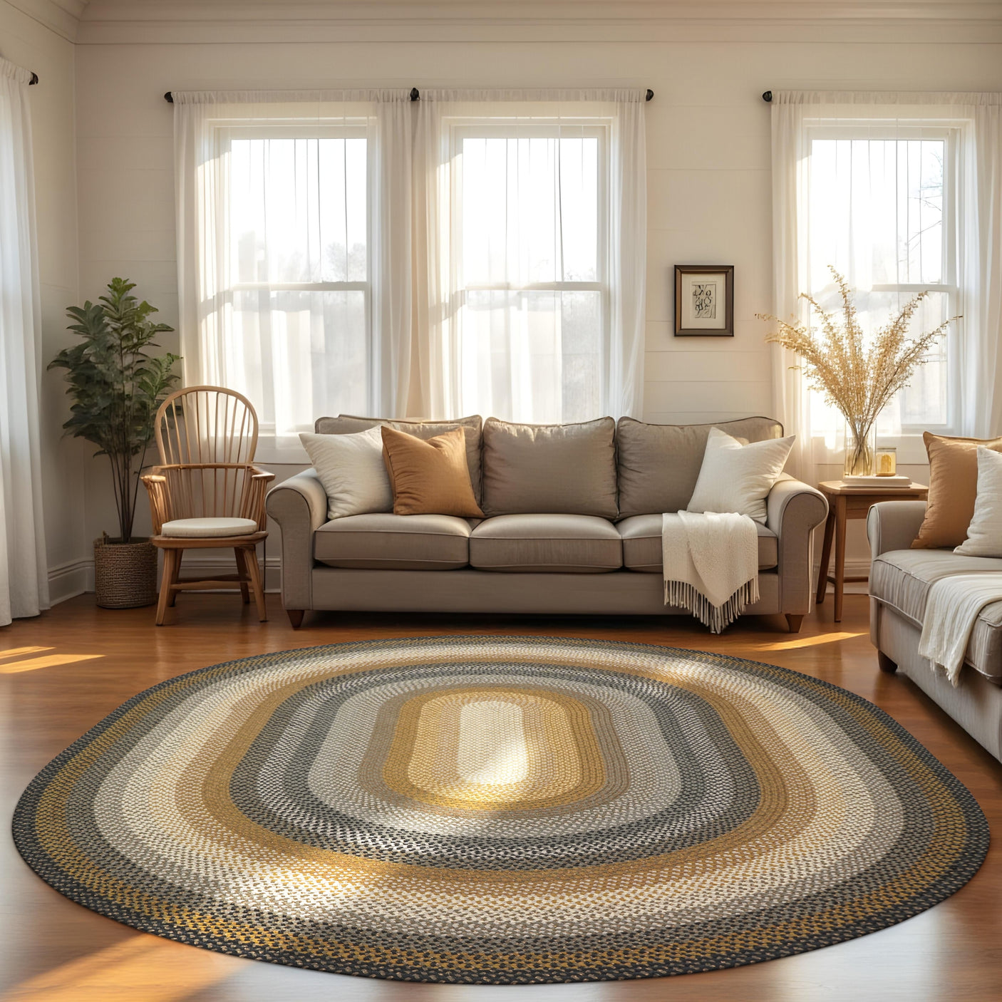 Cocoa Bean Black, Grey Braided Rug