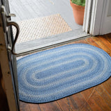 Denim Blue Braided Oval Jute Rugs