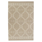 Dune Warm Brown Diamond Jute Rug with White Dotted Lines and Premium Cotton Backing