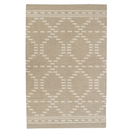 Dune Warm Brown Diamond Jute Rug with White Dotted Lines and Premium Cotton Backing