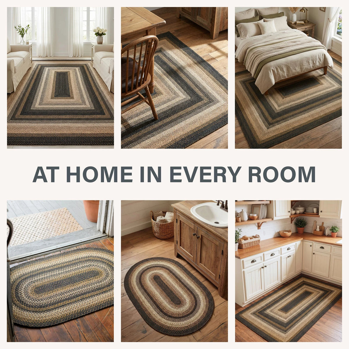 Kilimanjaro Black Jute Braided Oval Rugs