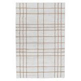 Faye Hand Embroidered Jute Windowpane Rug with Cotton Backing, Linen White & Beige