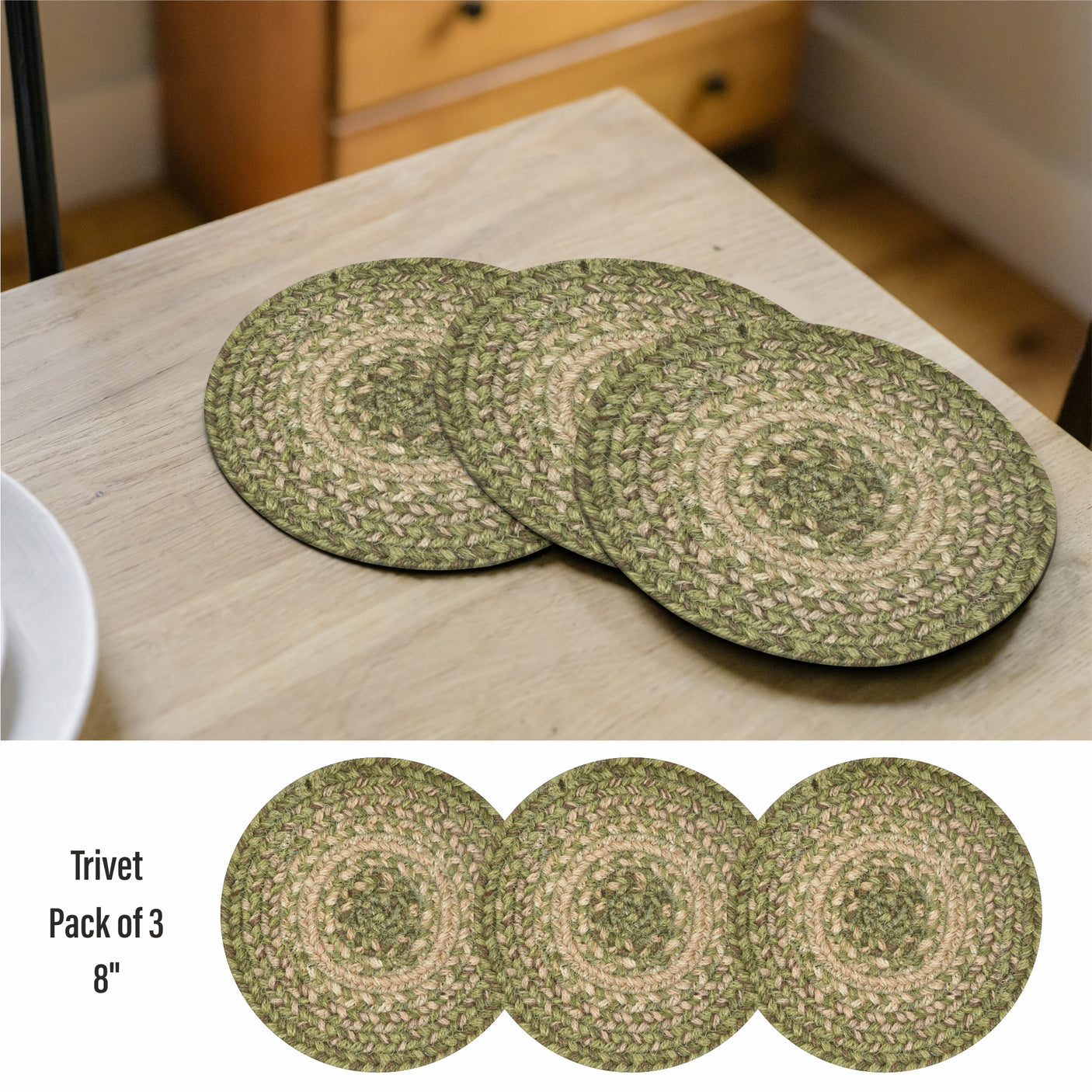 Grassland Green Jute Braided Accessories