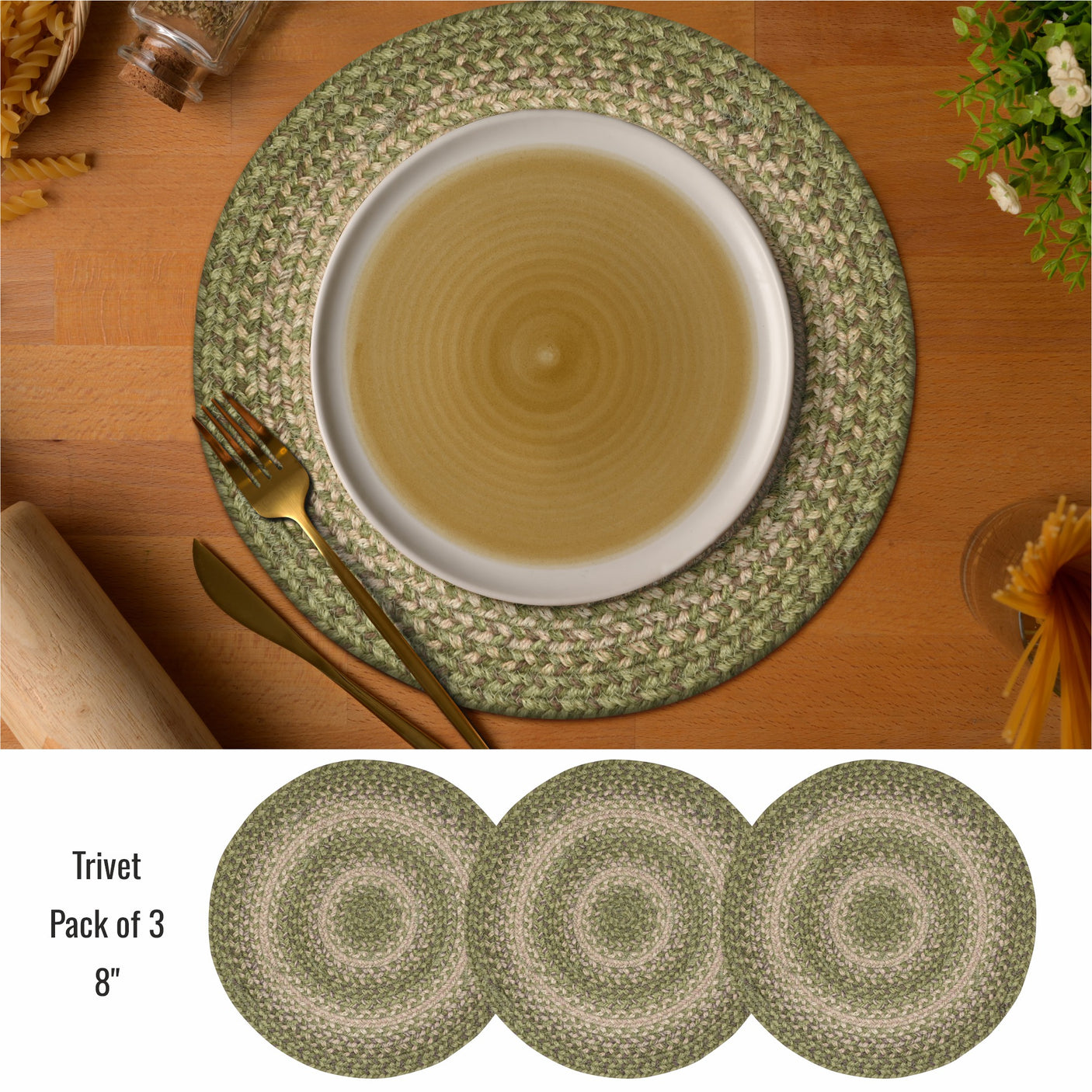 Grassland Green Jute Braided Accessories