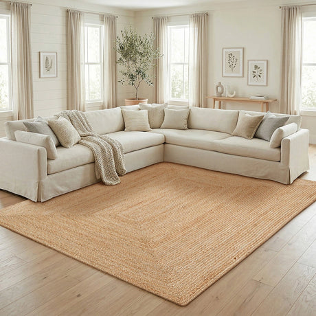 George Premium Hand Spun Jute Braided Area Rug, Nearly 3x Thicker, Golden Tone