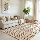 Nell Hand Embroidered Jute Windowpane Rug with Cotton Backing, Modern Farmhouse