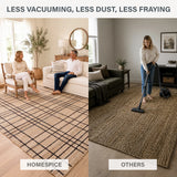Nell Hand Embroidered Jute Windowpane Rug with Cotton Backing, Modern Farmhouse