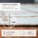 Faye Hand Embroidered Jute Windowpane Rug with Cotton Backing, Linen White & Beige