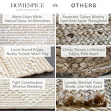 Mica Hand Spun Jute Rug with Raised Diamond Trellis, Looped Yarn, Linen White and Tan
