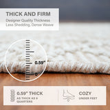 Mica Hand Spun Jute Rug with Raised Diamond Trellis, Looped Yarn, Linen White and Tan