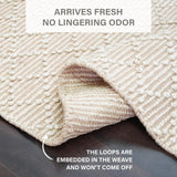 Mica Hand Spun Jute Rug with Raised Diamond Trellis, Looped Yarn, Linen White and Tan