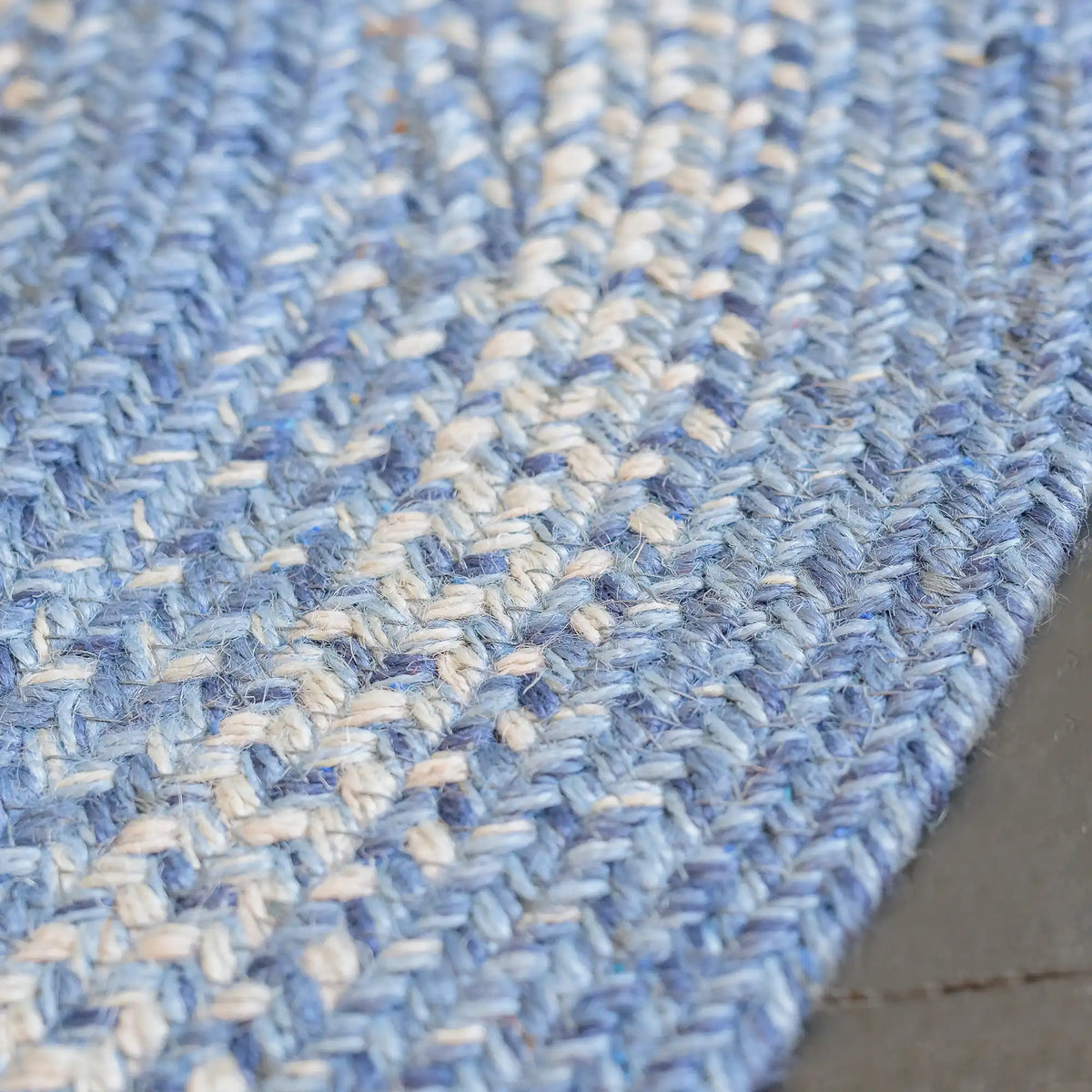 Denim Blue Braided Oval Jute Rugs