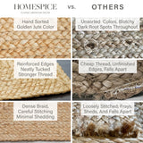George Premium Hand Spun Jute Braided Area Rug, Won't Fray or Shed, Superior Golden Tone
