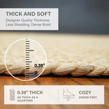 George Premium Hand Spun Jute Braided Area Rug, Won't Fray or Shed, Superior Golden Tone