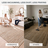 Laia Ultra Thick Hand Spun Jute Rug with Braided Stripes, Beige & Ivory