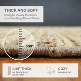 Laia Ultra Thick Hand Spun Jute Rug with Braided Stripes, Beige & Ivory