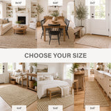 Laia Ultra Thick Hand Spun Jute Rug with Braided Stripes, Beige & Ivory