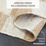 Mesa Handwoven Reversible Jute Checkered Area Rug in Tan and Linen White