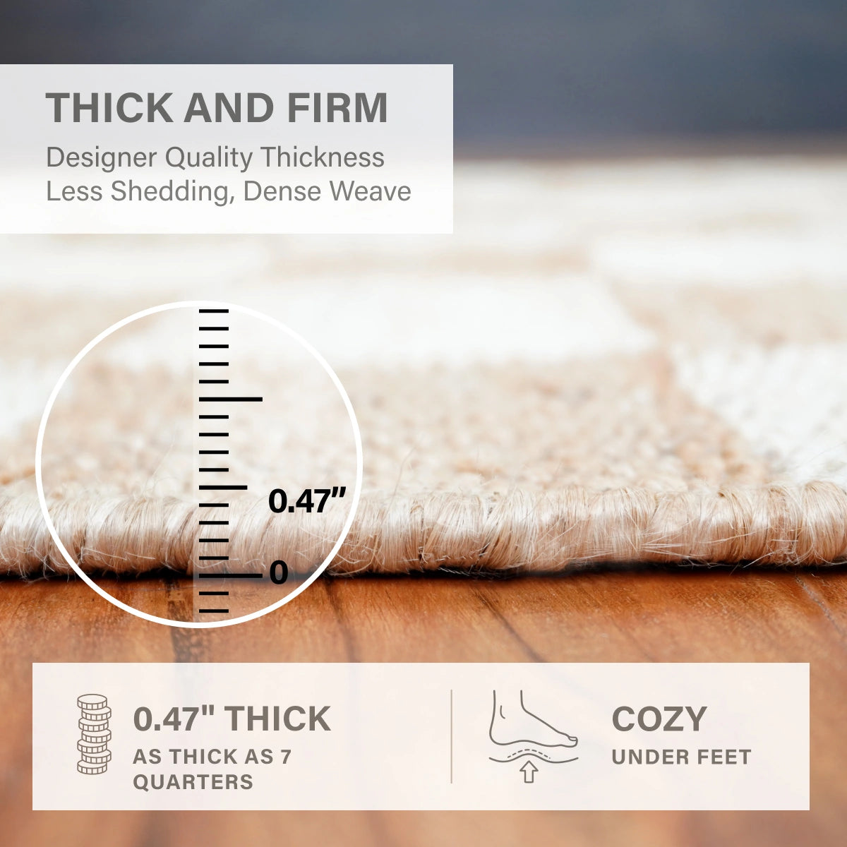 Mesa Handwoven Reversible Jute Checkered Area Rug in Tan and Linen White
