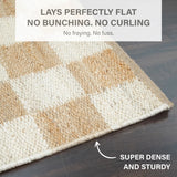 Mesa Handwoven Reversible Jute Checkered Area Rug in Tan and Linen White