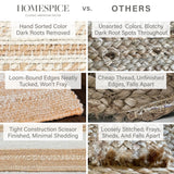 Reva Handwoven Natural Jute Striped Area Rug, Hand Sorted Yarn, White and Brown