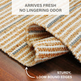 Remi Soft Hand Spun Jute Striped Rug with Wool Accent Stripes