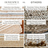 Remi Soft Hand Spun Jute Striped Rug with Wool Accent Stripes