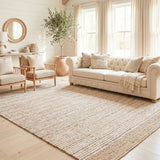Remi Soft Hand Spun Jute Striped Rug with Wool Accent Stripes
