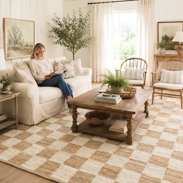 Dense woven jute rug