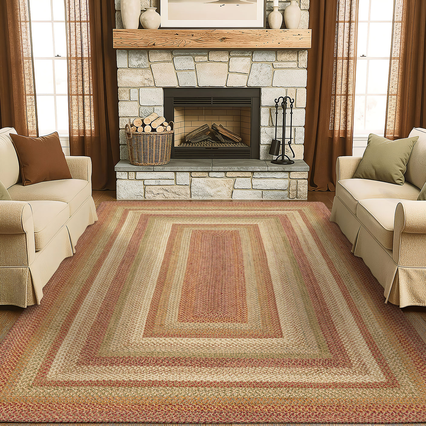 Harvest Beige Braided Jute Area Rugs
