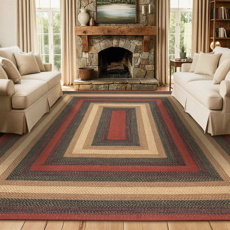 Highland Burgundy Jute Braided Rug