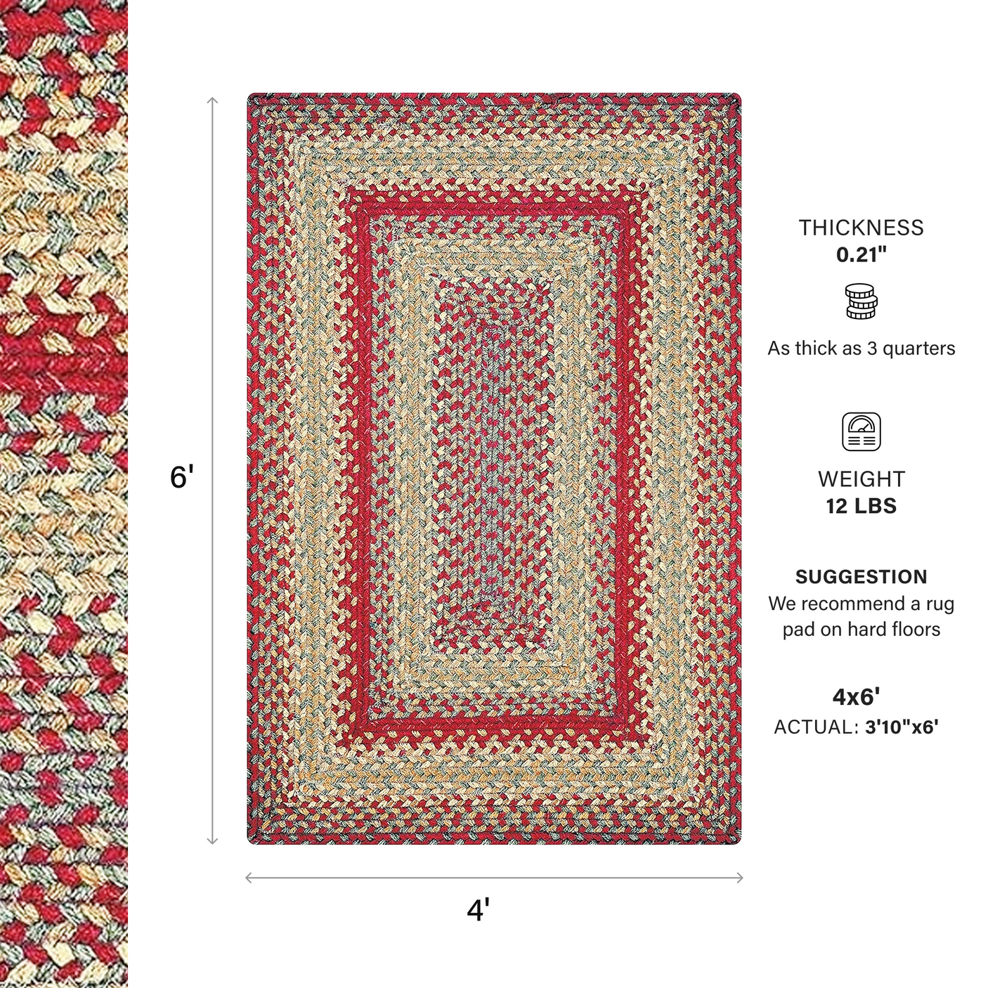 Cider Barn Red Jute Braided Rug