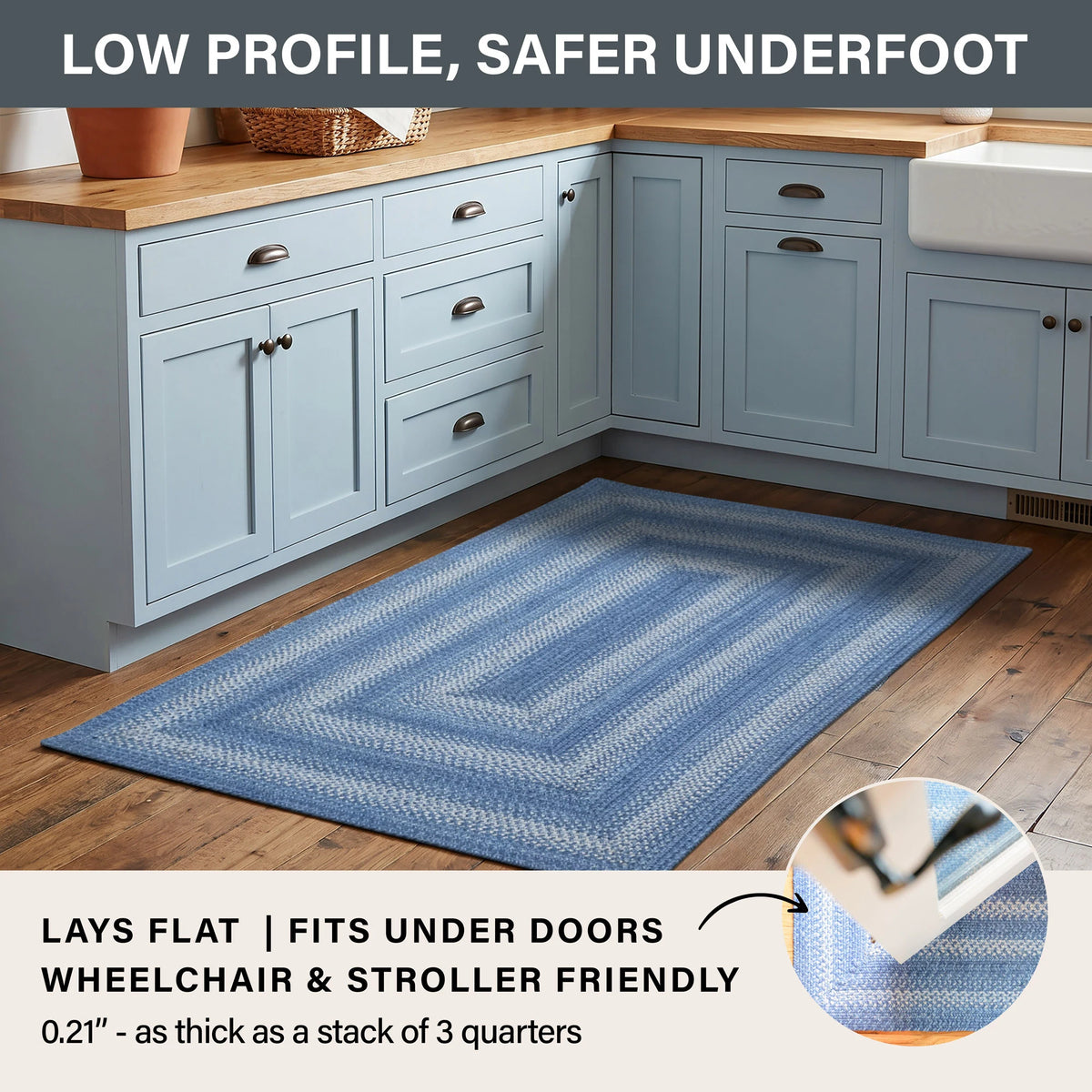 Denim Blue Braided Oval Jute Rugs