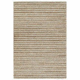 Laia Ultra Thick Hand Spun Jute Rug with Braided Stripes, Beige & Ivory