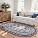 Cape Cod Blue Jute Braided Oval Rugs