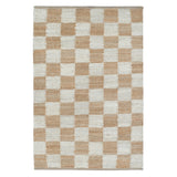 Mesa Handwoven Reversible Jute Checkered Area Rug in Tan and Linen White