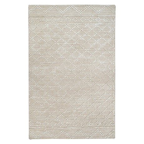 Mica Hand Spun Jute Rug with Raised Diamond Trellis, Looped Yarn, Linen White and Tan