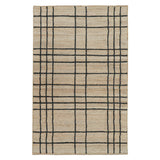 Nell Hand Embroidered Jute Windowpane Rug with Cotton Backing, Modern Farmhouse