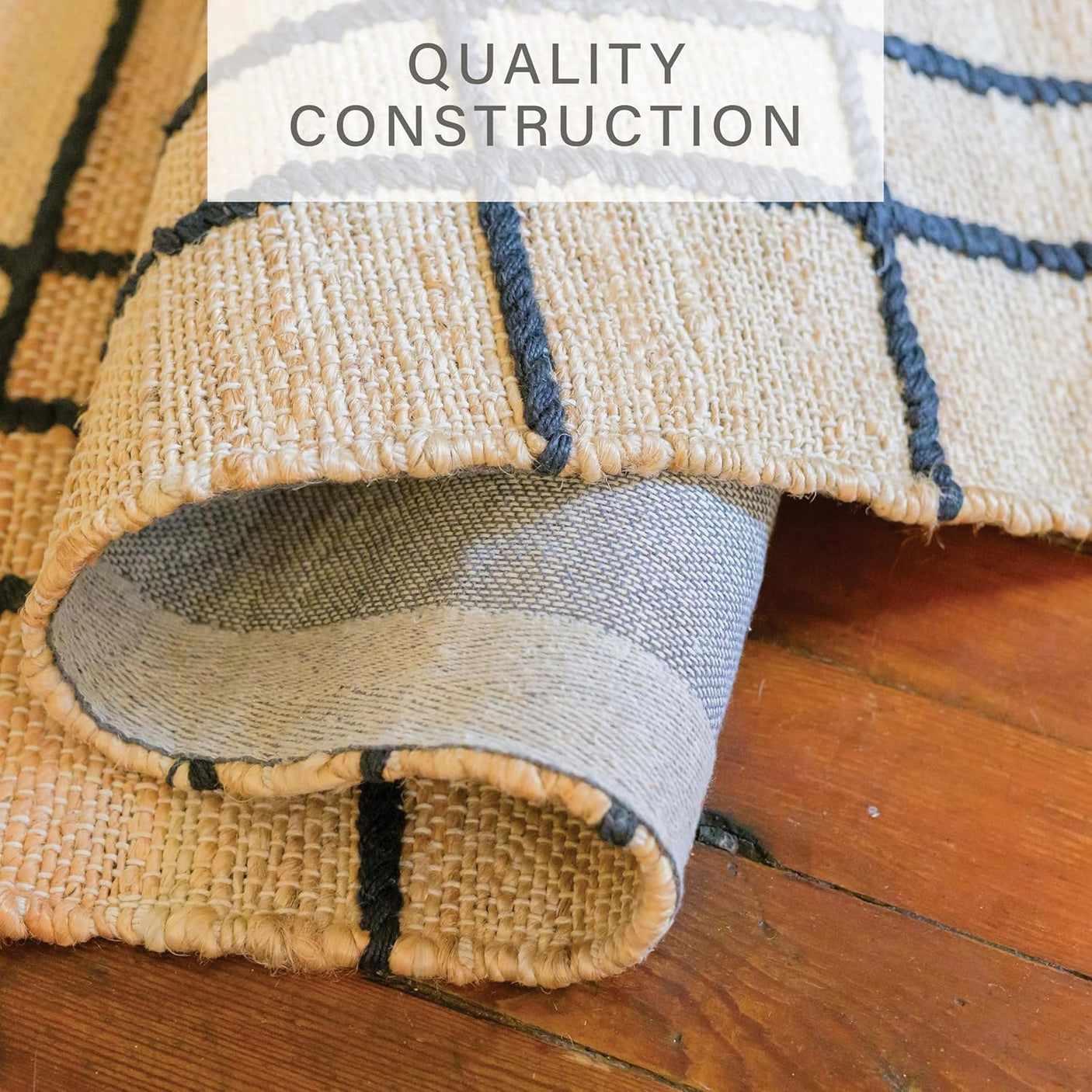 Nell Window Pane Premium Jute Rug With Backing