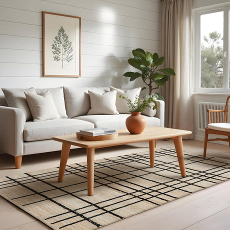 Nell Window Pane Premium Jute Rug With Backing