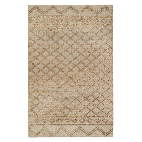 Nira Hand Spun Jute Rug, Raised Diamond Trellis with 3D Looped Yarn Detailing
