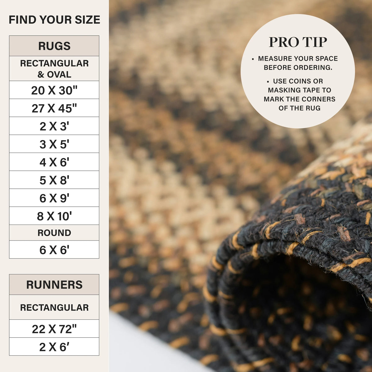 Kilimanjaro Black Jute Braided Oval Rugs