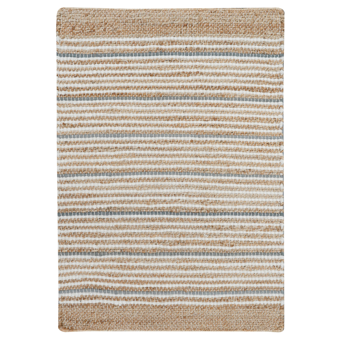 Remi Soft Hand Spun Jute Striped Rug with Wool Accent Stripes