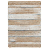 Remi Soft Hand Spun Jute Striped Rug with Wool Accent Stripes