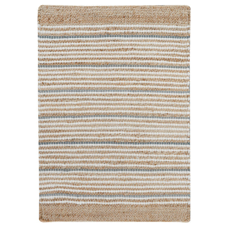 Remi Soft Hand Spun Jute Striped Rug with Wool Accent Stripes